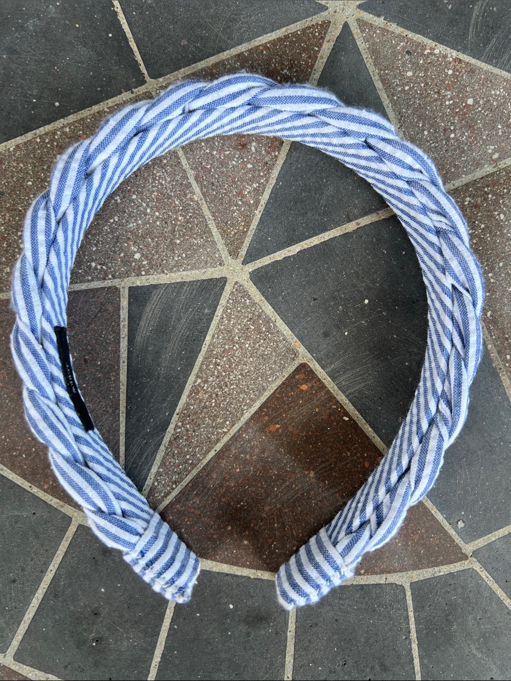 J Crew Striped Blue and White Braided Headband